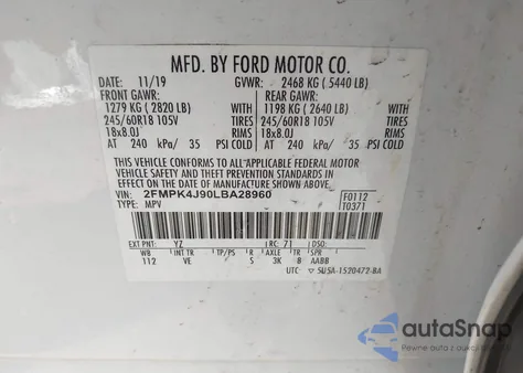 2020 Ford Edge Sel from USA, damaged, VIN 2FMPK4J90LBA28960
